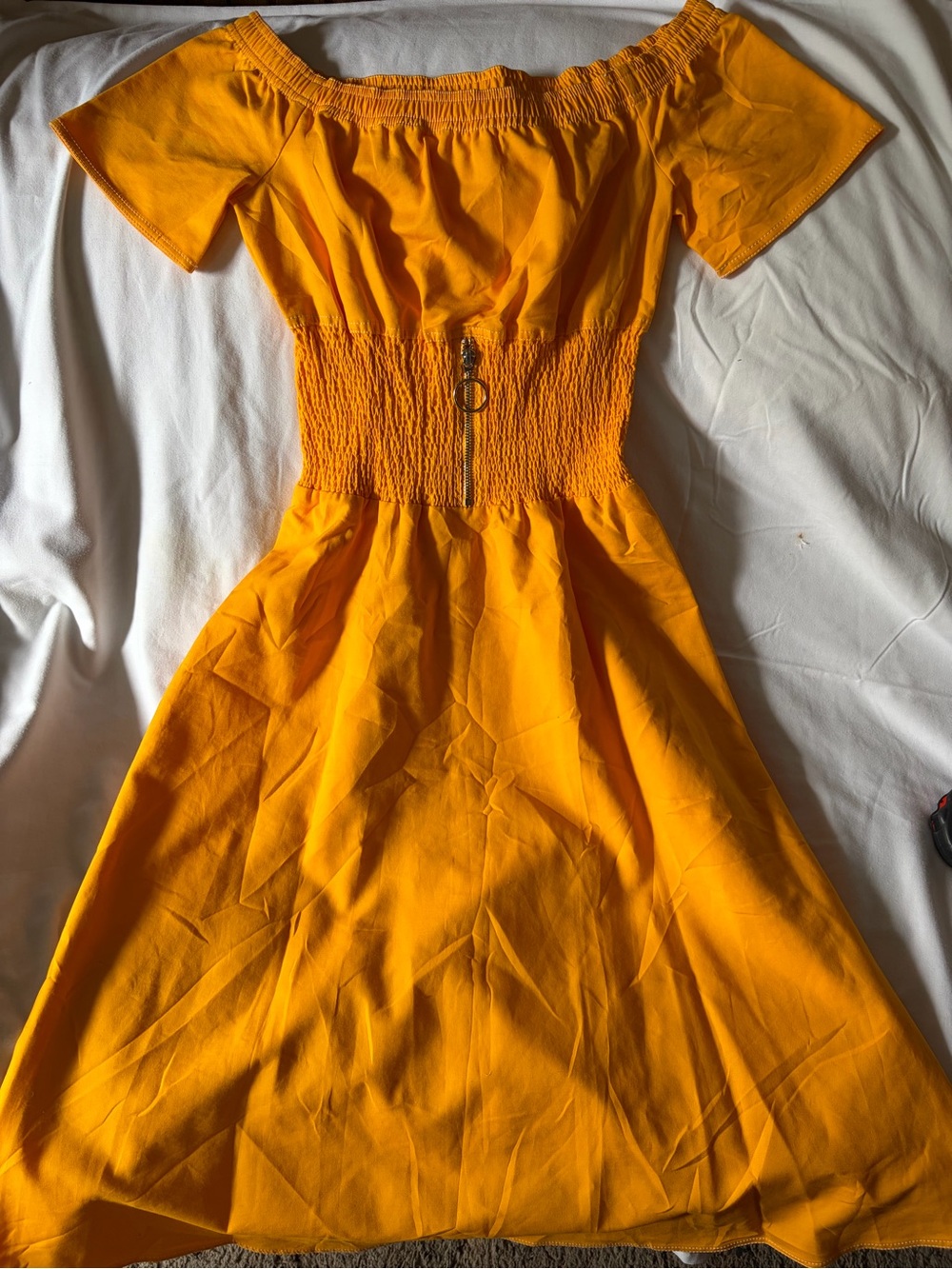 Maje Golden Yellow Elastic Waist Dress